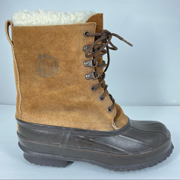 Vintage Eddie Bauer Fiberglass Shank Wool Lined Duck Boots Tan Mens 8 Womens 8.5 - Picture 11 of 14